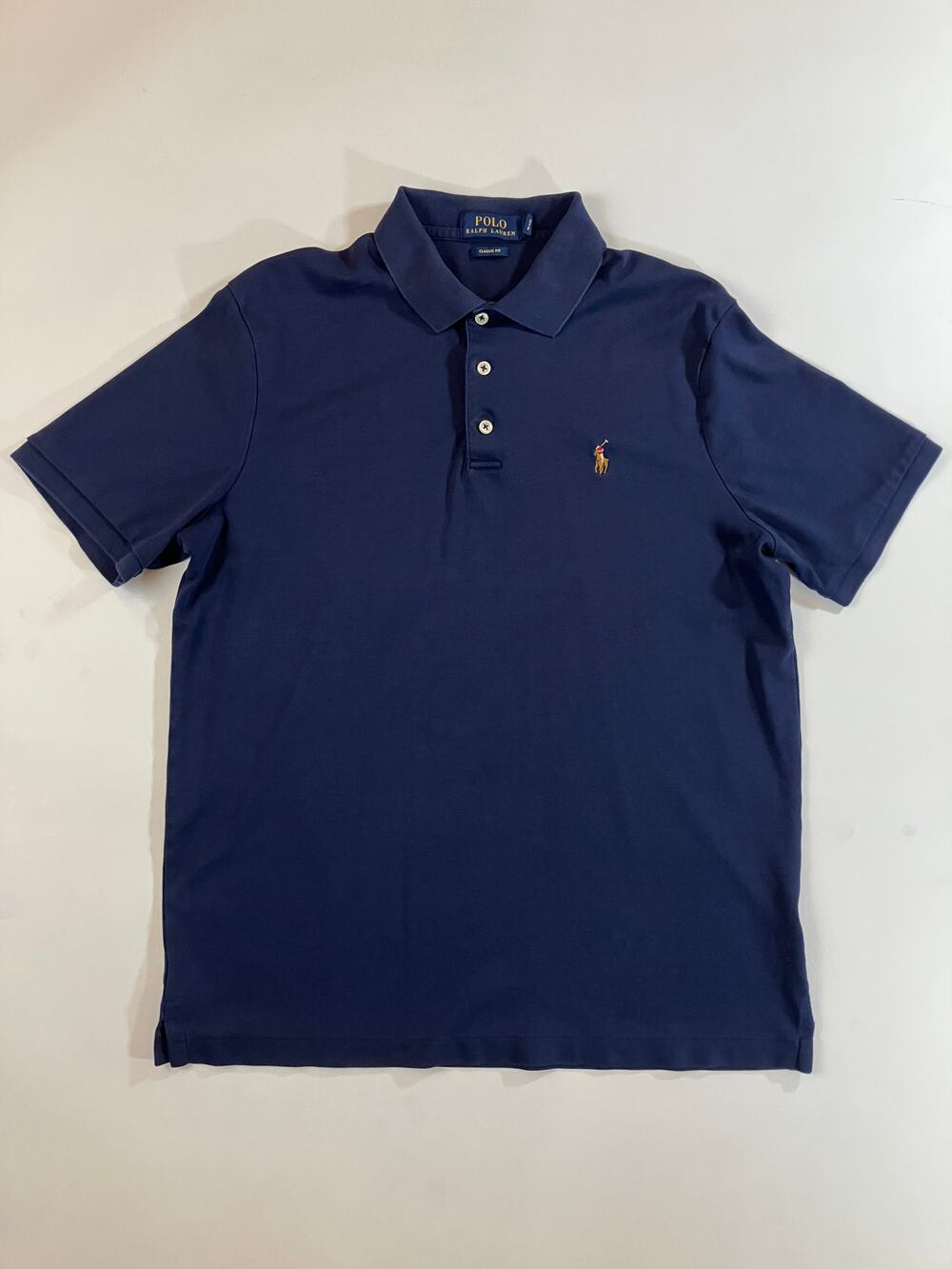 Polo Ralph Lauren Men’s Medium Navy Classic Fit Soft Cotton Polo Multicolor Pony